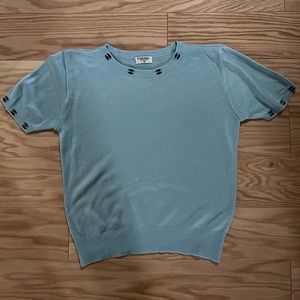 EUC Chanel Boutique Blue Short Sleeve Sweater